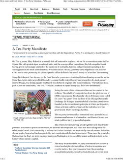 Tea Party Manifesto - Shoreline Community College
