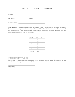 Math 155 Exam 1 Spring 2012 NAME: SECTION: TIME