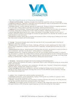 The VIA Classification of Character Strengths