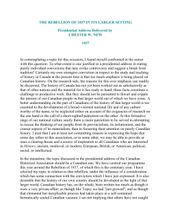 THE REBELLION OF 1837 IN ITS LARGER SETTING Presidential