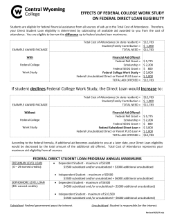 effects of federal college work study on federal stafford student loan