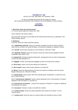 customs act, 1962 - National Biodiversity Authority