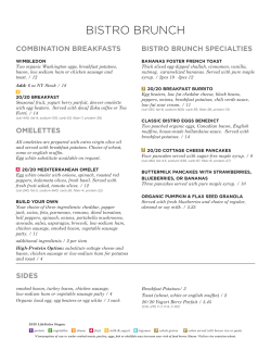 Brunch Menu - PRO Sports Club