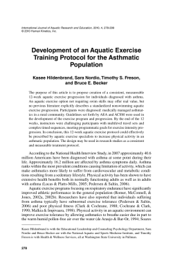 Development of an Aquatic Exercise Training