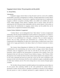 Engaging Contract Labour: The prerequisites and the