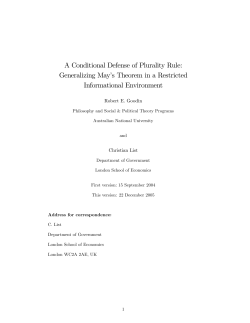 A Conditional Defense of Plurality Rule: Generalizing
