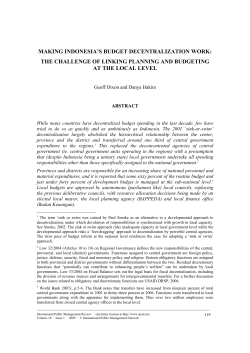 making indonesia`s budget decentralization work