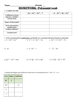 HOMEWORK : Polynomial vocab