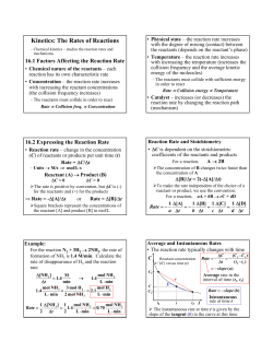Kinetics: The Rates of Reactions