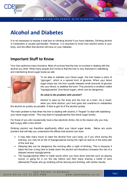 Alcohol and Diabetes - CDE Your Partner in Diabetes