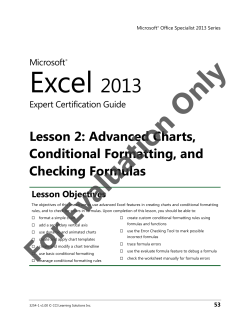 Lesson 2: Advanced Charts, Conditional Formatting
