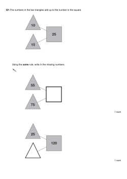 Q1.The numbers in the two triangles add up to the number in the
