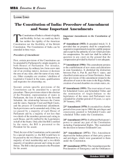 The Constitution of India: Procedure of Amendment and Some