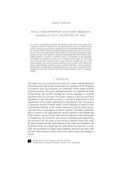 Focus, Presupposition and Light Predicate Raising in East and