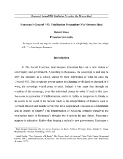 Rousseau`s General Will: Totalitarian Perception Of a Virtuous Ideal