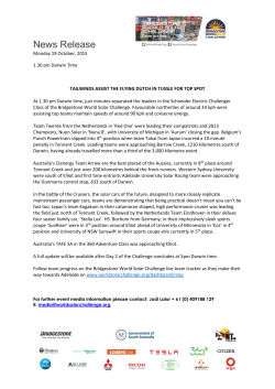 News Release - World Solar Challenge