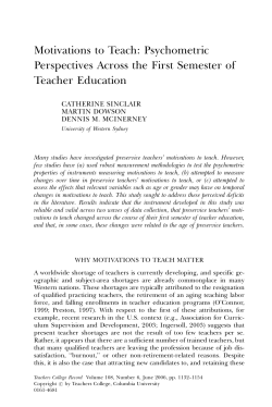 Motivations to Teach: Psychometric Perspectives Across the First