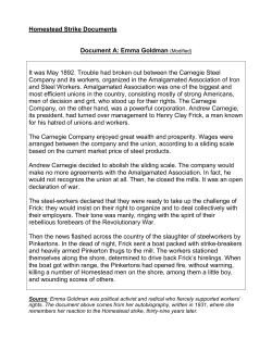 Homestead Strike Documents Document A: Emma Goldman