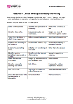 Features of Critical Writing and Descriptive Writing