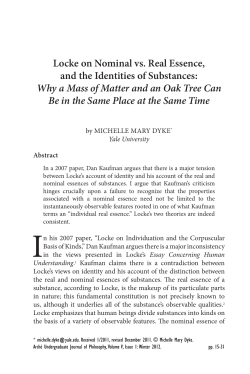 Locke on Nominal vs. Real Essence, and the Identities of