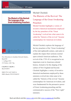 The Rhetoric of the Revival: The Language of the Great Awakening