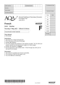 GCSE French Question Paper Unit 02