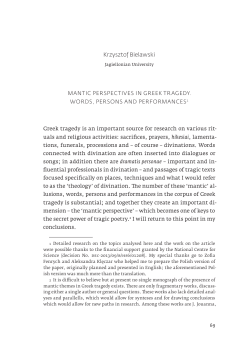 Mantic perspectives in Greek tragedy. Words, persons and