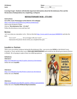 REVOLUTIONARY WAR &ndash; IT`S ON!! Review Loyalist vs. Patriots