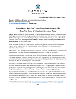 Sleep Expert Says Don`t Lose Sleep Over Growing Old