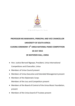 Closing ceremony: 5th Unisa Piano Competition