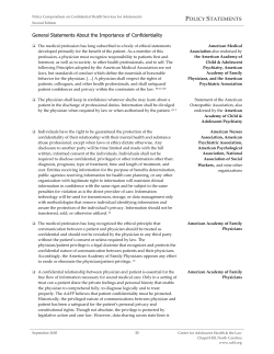 General Statements about the Importance of Confidentiality