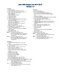 John Mills Supply List