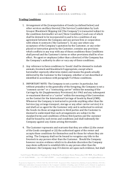 Trading Conditions 1. Arrangement of the [transportation of Goods