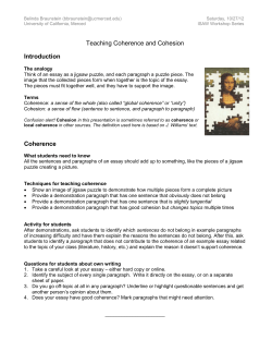 Teaching Coherence and Cohesion Introduction