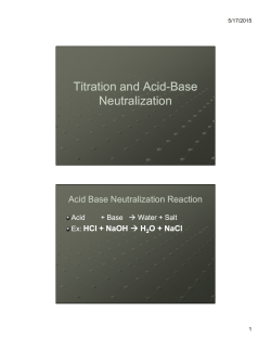 Titration and Acid Titration and Acid