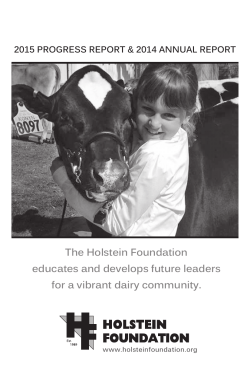Holstein Foundation 2015 Progress Report and 2014 Annual Report