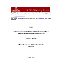 The Influence of Domestic Politics on Philippine Foreign Policy