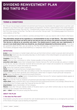 DIVIDEND REINVESTMENT PLAN RIO TINTO PLC