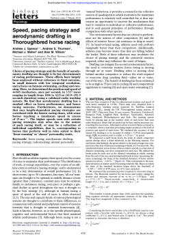 Speed, pacing strategy and aerodynamic drafting in Thoroughbred