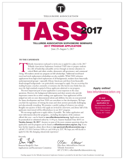 2017 TASS Application - Telluride Association