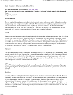Unit - Chemistry of Textiles: Cellulose Fibres