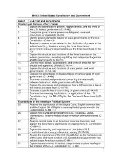1 Unit 2: United States Constitution and Government GLE # GLE