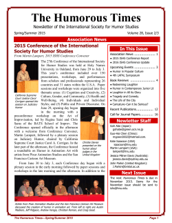 The Humorous Times - International Society for Humor Studies