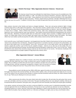Patriot`s Pen Essay ~ Why I Appreciate America`s Veterans