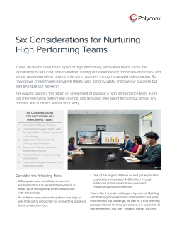 Six Considerations for Nurturing High Performing Teams