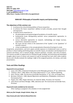 MAN 607: Philosophy of Scientific Inquiry and Epistemology The