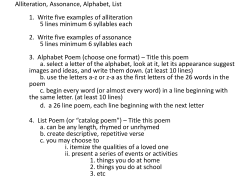 Alliteration Assonance Alphabet List
