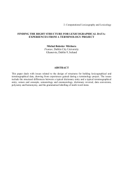 FINDING THE RIGHT STRUCTURE FOR LEXICOGRAPHICAL DATA