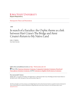 the Orphic theme as a link between Hart Crane`s The Bridge and