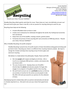 ShoeBox Recycling collects gently used shoes for reuse. These
